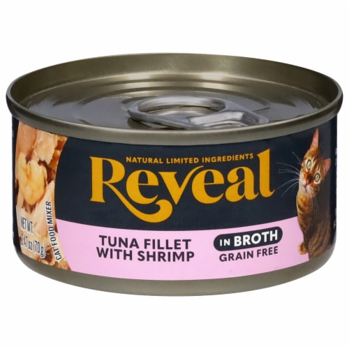Reveal Wet Cat Food Mixer in Broth Tuna Fillet with Shrimp