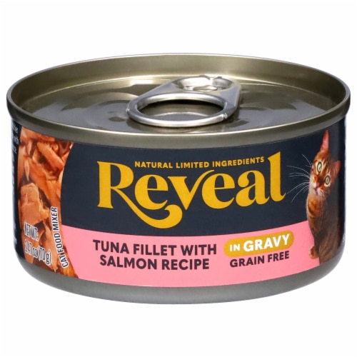 Reveal Wet Cat Food Mixer in Gravy Tuna Fillet with Salmon Recipe