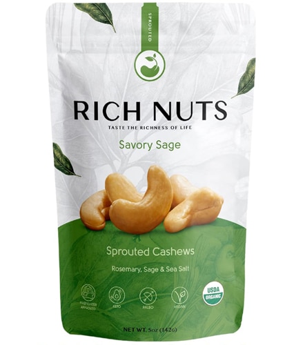 Rich Nuts Sprouted Cashews Savory Sage