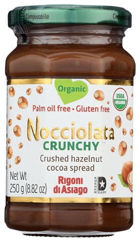 Rigoni di Asiago Nocciolata Organic Crushed Cocoa Hazelnut Spread Crunchy