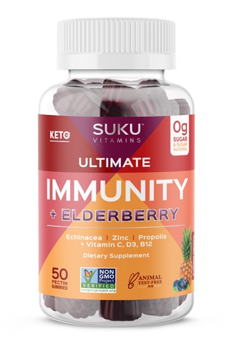 SUKU Vitamins Ultimate Immunity + Elderberry Blueberry Pineapple