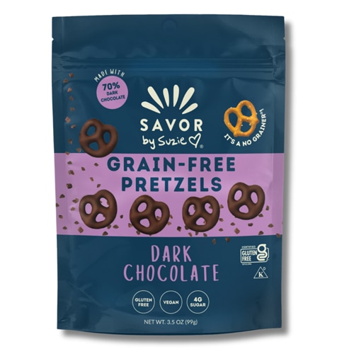 Savor by Suzie Grain Free Covered Pretzels Dark Chocolate