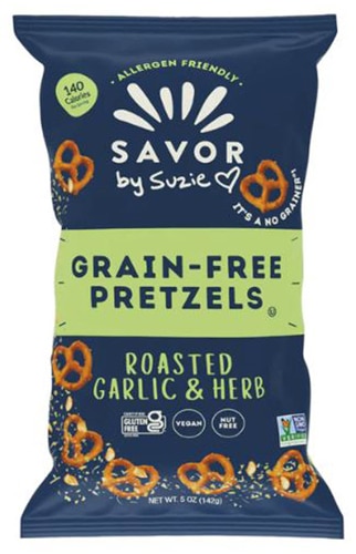 Savor by Suzie Grain Free Pretzels Roasted Garlic & Herb