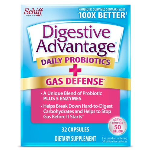 Schiff Digestive Advantage Capsules Daily Probiotic + Gas Relief Digestive Enzymes