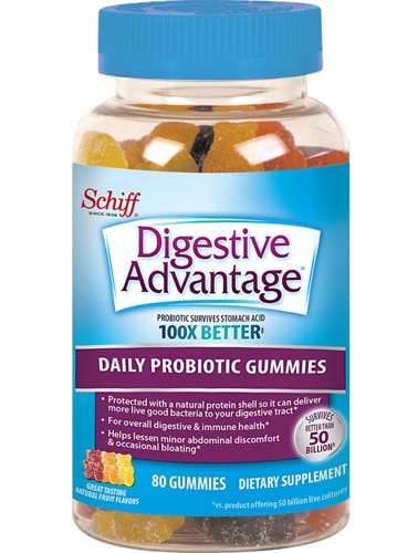 Schiff Digestive Advantage Gummies Daily Probiotic for Gut Health Natural Fruit