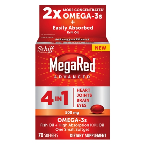 Schiff MegaRed Advanced 4 in 1 Extra Strength Softgels Fish Oil + Krill Oil Omega 3