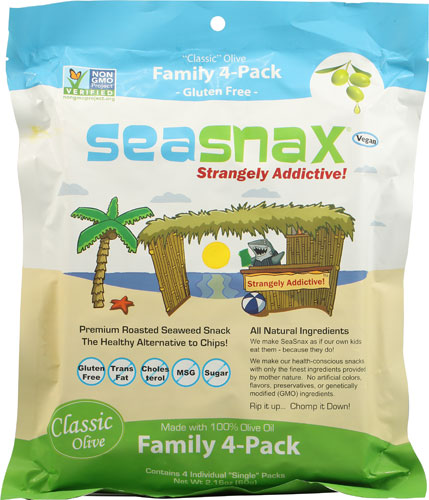 SeaSnax Roasted Olive Seaweed Family 4-Pack