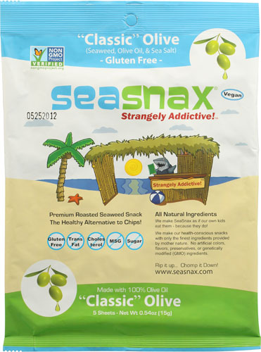 SeaSnax Seaweed Lightly Roasted and Seasoned Classic Olive