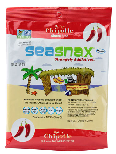 SeaSnax Seaweed Lightly Roasted and Seasoned Spicy Chipotle