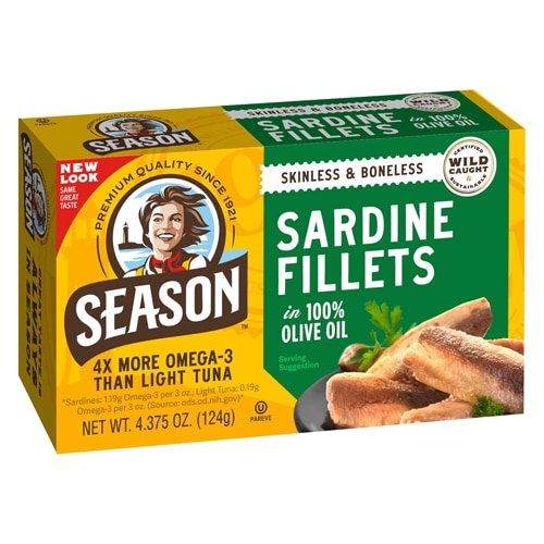 Season Brand Skinless & Boneless Sardines in 100% Olive Oil