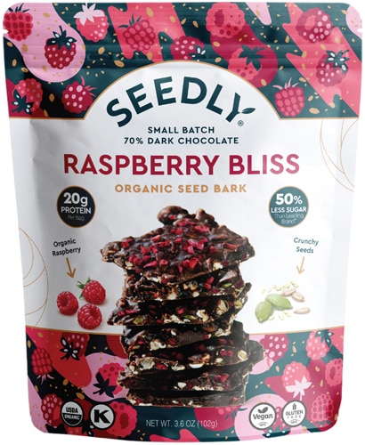 Seedly Organic Seed Bark Dark Chocolate Raspberry Bliss