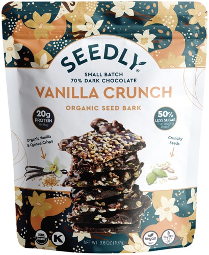 Seedly Organic Seed Bark Dark Chocolate Vanilla Quinoa Crunch