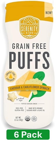 Serenity Kids Grain Free Puffs Organic Cheddar & Cauliflower Spinach