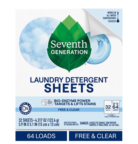 Seventh Generation Laundry Detergent Sheets 64 Loads Free & Clear