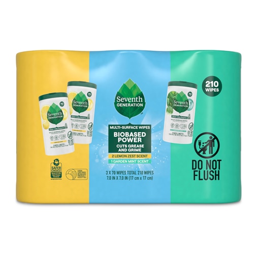 Seventh Generation Multi Surface Wipes Lemon Zest + Garden Mint
