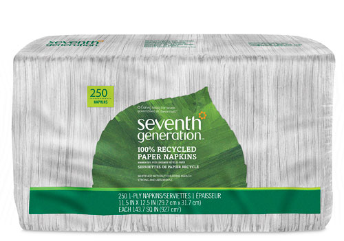 Seventh Generation Paper Napkins 100% Recycled 1-Ply White