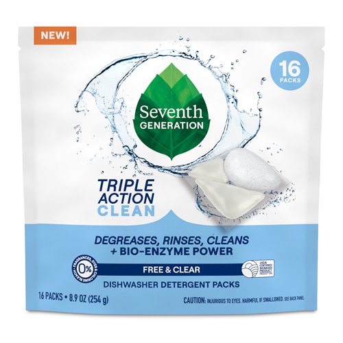 Seventh Generation Triple Action Dishwasher Detergent Packs Free & Clear