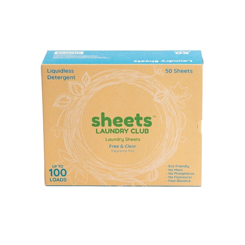 Sheets Laundry Club Laundry Detergent Sheets 100 Loads Free & Clear