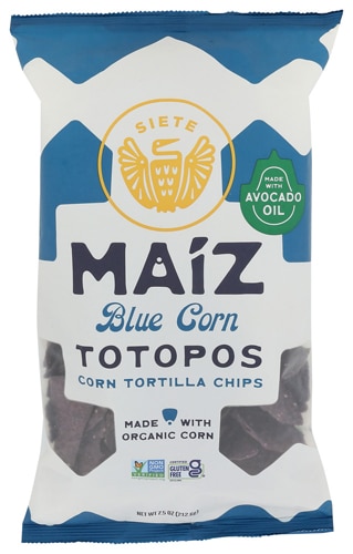 Siete Maiz Totopos Corn Tortilla Chips Organic Avocado Blue Corn