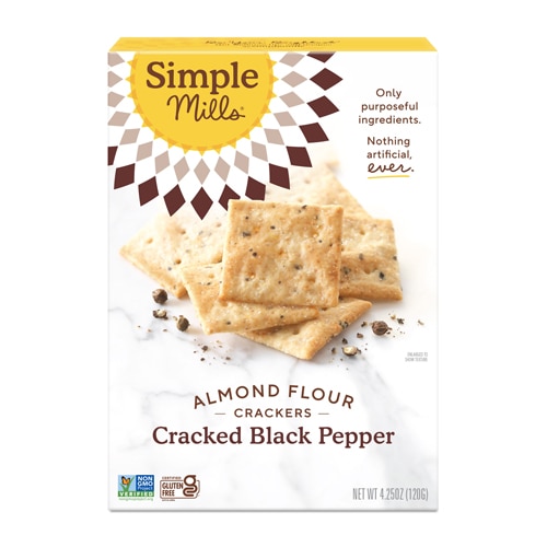 Simple Mills Almond Flour Crackers Gluten Free Cracked Black Pepper