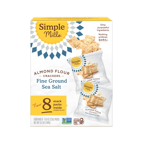 Simple Mills Almond Flour Crackers Snack Pack Fine Ground Sea Salt