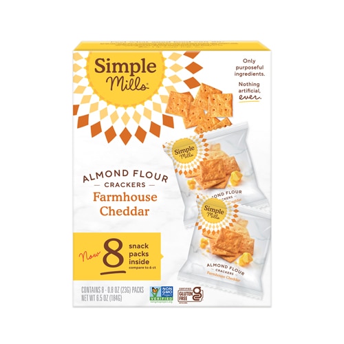Simple Mills Almond Flour Crackers Snack Packs Farmhouse Cheddar