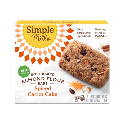 Simple Mills Gluten Free Soft Baked Almond Flour Bars Spiced Carrot Cake