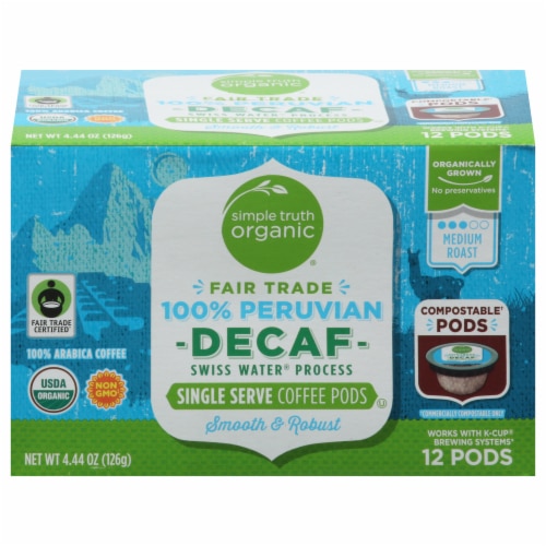 Simple Truth Organic 100% Peruvian Decaf Medium Roast Coffee Single-Serve Pods