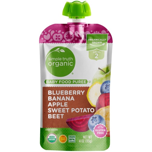 Simple Truth Organic Baby Food Puree Level 2 Blueberry Banana Apple Sweet Potato & Beet