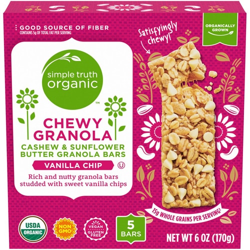 Simple Truth Organic Chewy Granola Cashew & Sunflower Butter Granola Bars Vanilla Chip