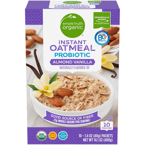 Simple Truth Organic Instant Oatmeal Probiotic Almond Vanilla