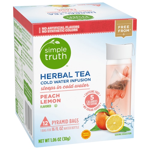 Simple Truth Herbal Tea Cold Water Infusion Peach Lemon