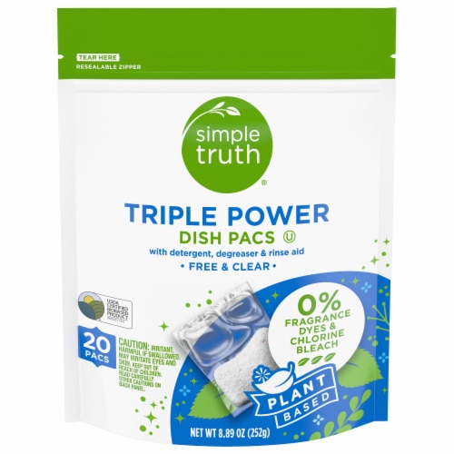 Simple Truth Triple Power Dish Pacs Plant-Based Free & Clear