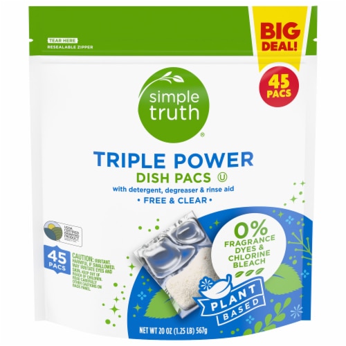 Simple Truth Triple Power Dish Pacs Plant-Based Free & Clear