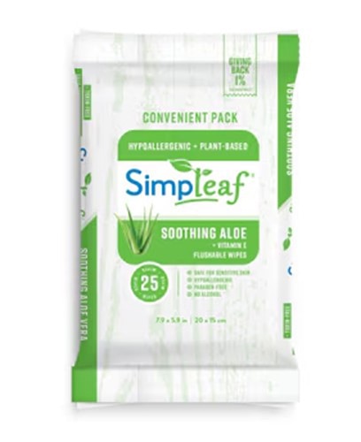 Simpleaf Flushable Wipes Aloe Vera