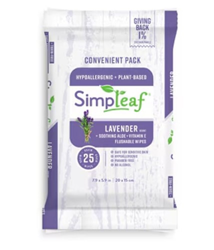 Simpleaf Flushable Wipes Lavender