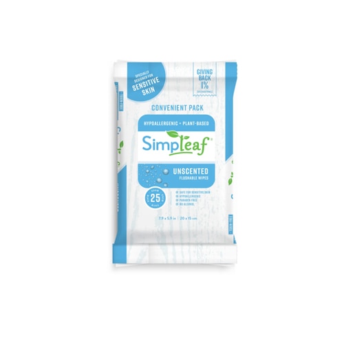 Simpleaf Flushable Wipes Unscented