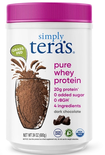 Simply Tera's Pure Whey Protein rBGH Free Grass Fed Dark Chocolate