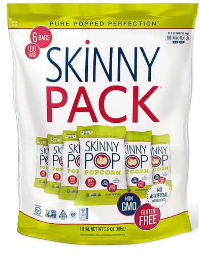 SkinnyPop Skinny Pack Popcorn Gluten Free 100 Calorie 6-Pack Original