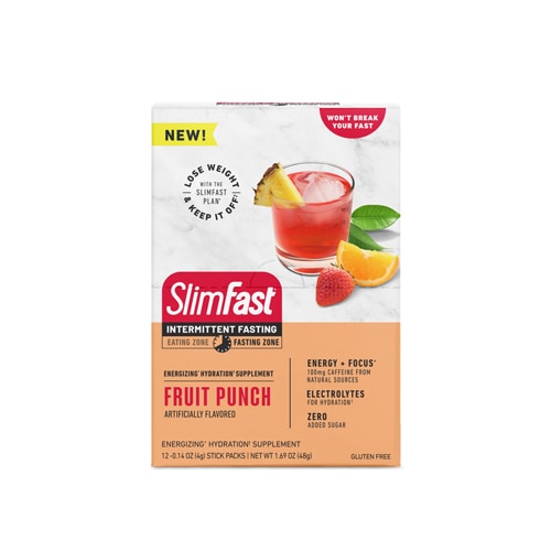 SlimFast Intermittent Fasting Energizing Hydration Mix Sticks Fruit Punch