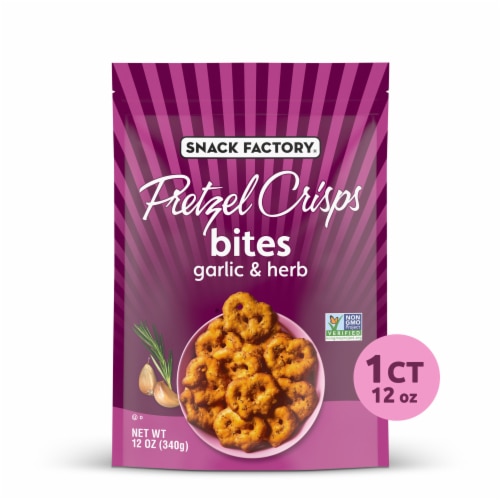 Snack Factory Non-GMO Pretzel Crisps Bites Garlic & Herb