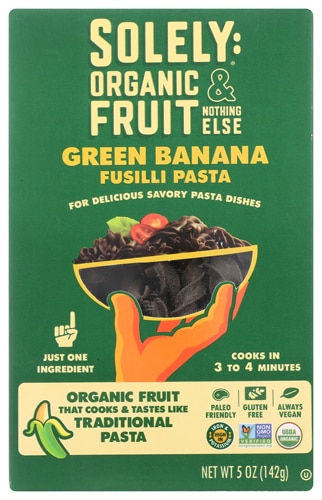 Solely Organic Fruit Green Banana Fusilli Pasta Non GMO