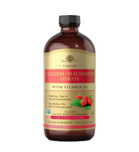 Solgar Calcium Magnesium Citrate Liquid with Vitamin D3 Strawberry