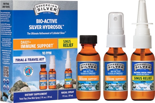 Sovereign Silver Bio-Active Silver Hydrosol Immune Support 3-Piece Trial & Travel Kit