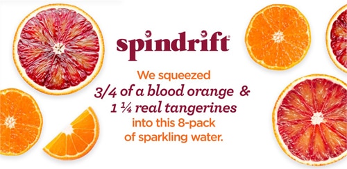 Spindrift Sparkling Water Made with Real Squeezed Fruit Blood Orange Tangerine