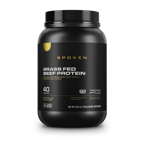 Spoken Nutrition Grass Fed Beef Protein - NSF Certified for Sport Vanilla