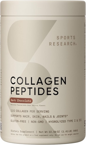 Sports Research Collagen Peptides - 40 Servings Dark Chocolate