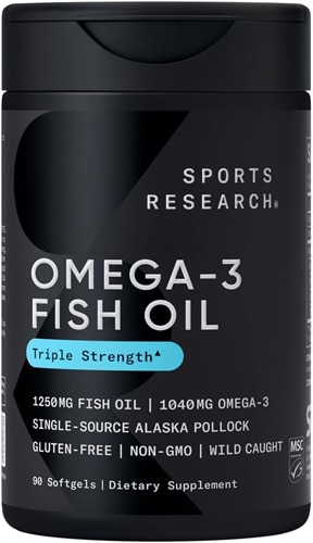 Sports Research Omega-3 Fish Oil Triple Strength - Single Source Alaska Pollock