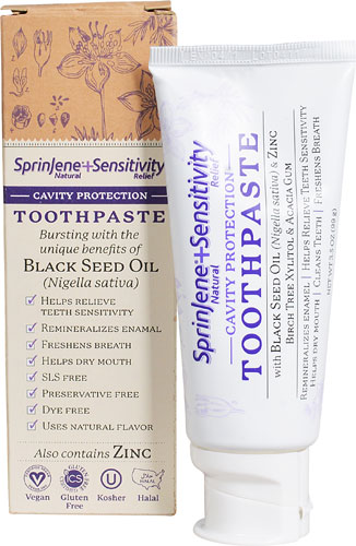 Sprinjene Natural Sensitivity Relief Cavity Protection Toothpaste with Black Seed Oil & Zinc