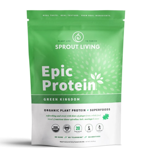 Sprout Living Epic Protein - Organic Plant Protein and Superfoods Green Kingdom